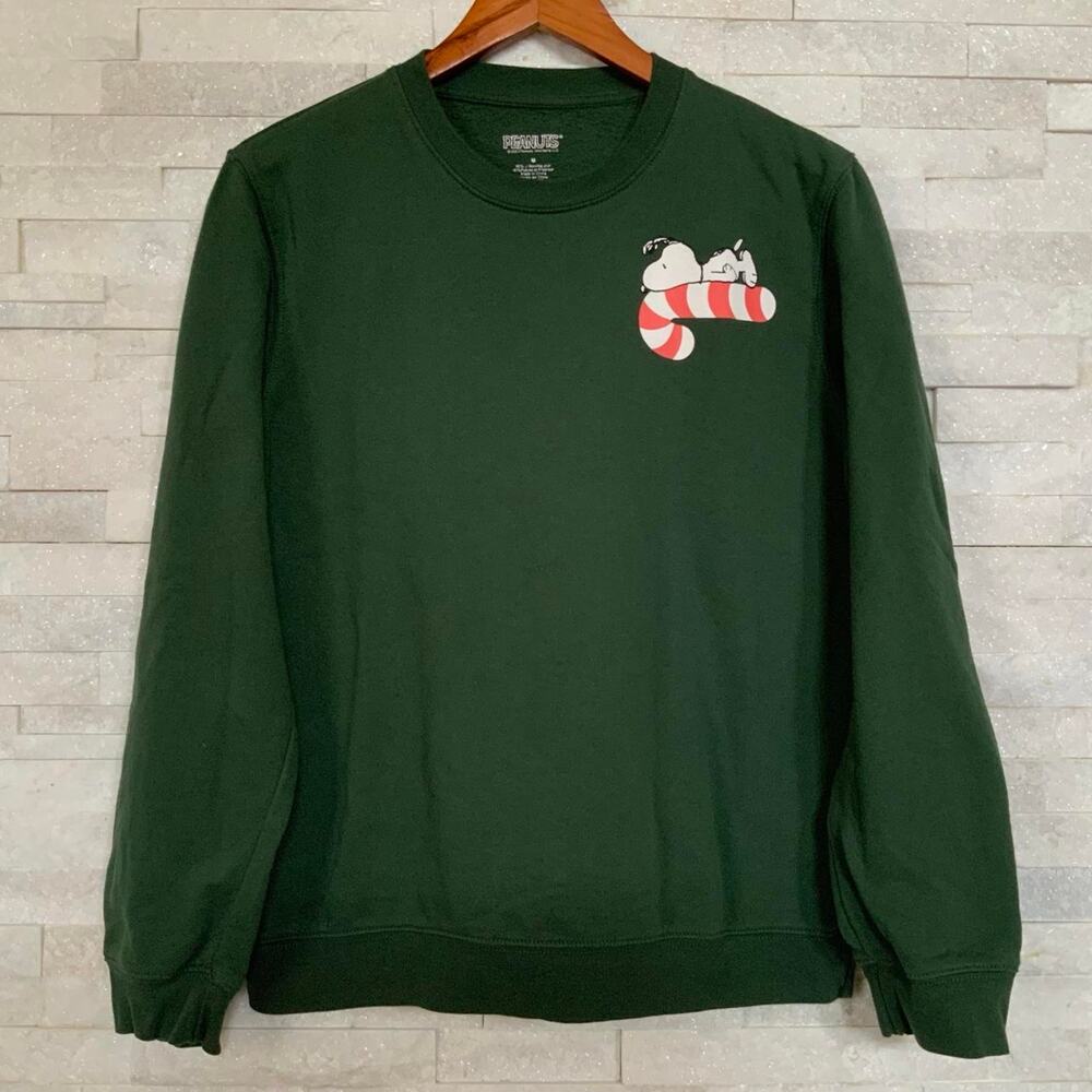 Peanuts Unisex Snoopy Christmas Candy Cane Sweatshirt, Size M, Green, Target